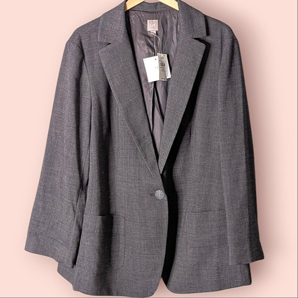 J.Jill Charcoal Grey Tweed Stretch Lined Blazer Size 3X